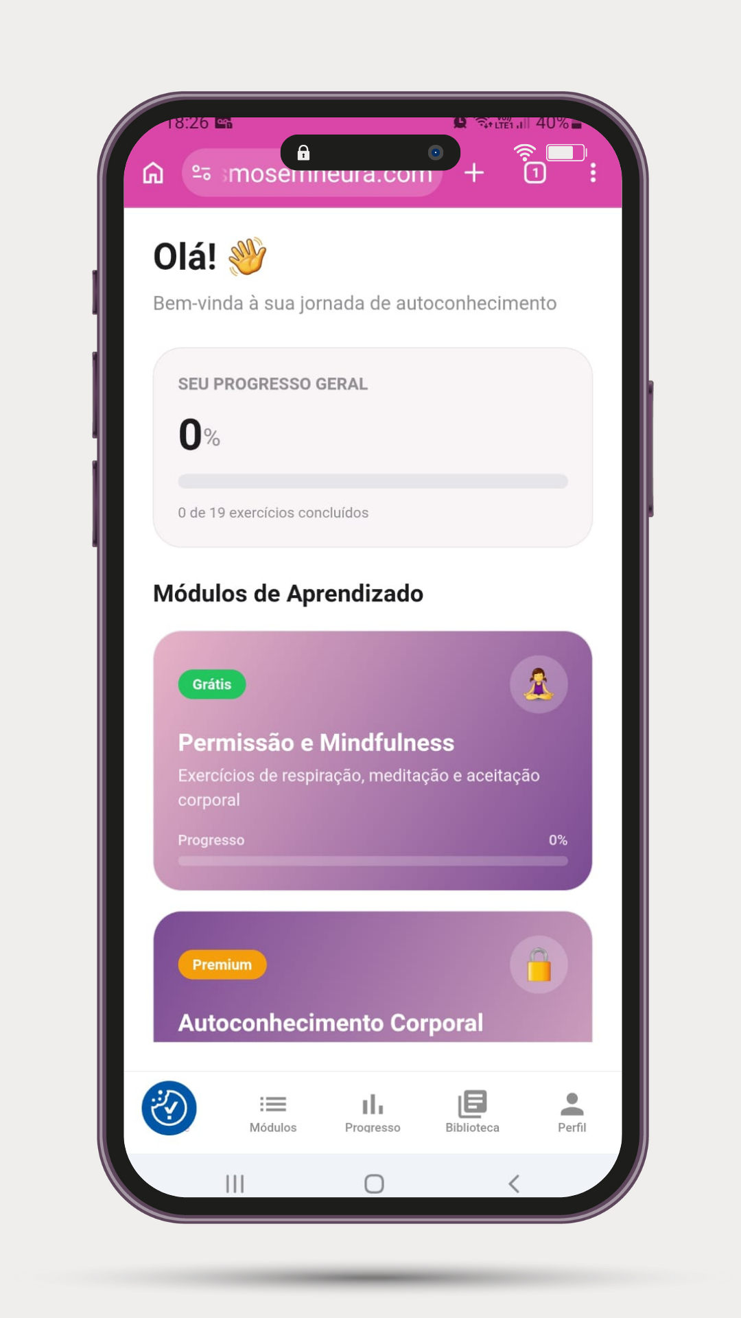App Orgasmo sem Neura - Mockup